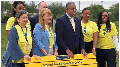 UHD Counseling Services staff alongside UHD President Loren J. Blanchard and community attended the dedication ceremony for the new Joshua Nadelbach bench on April 6. Courtesy: @uhdcounseling on Instagram.